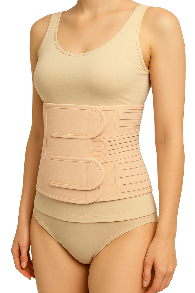 Centura abdominala postnatala compresiva cu prindere velcro, Beige [3]