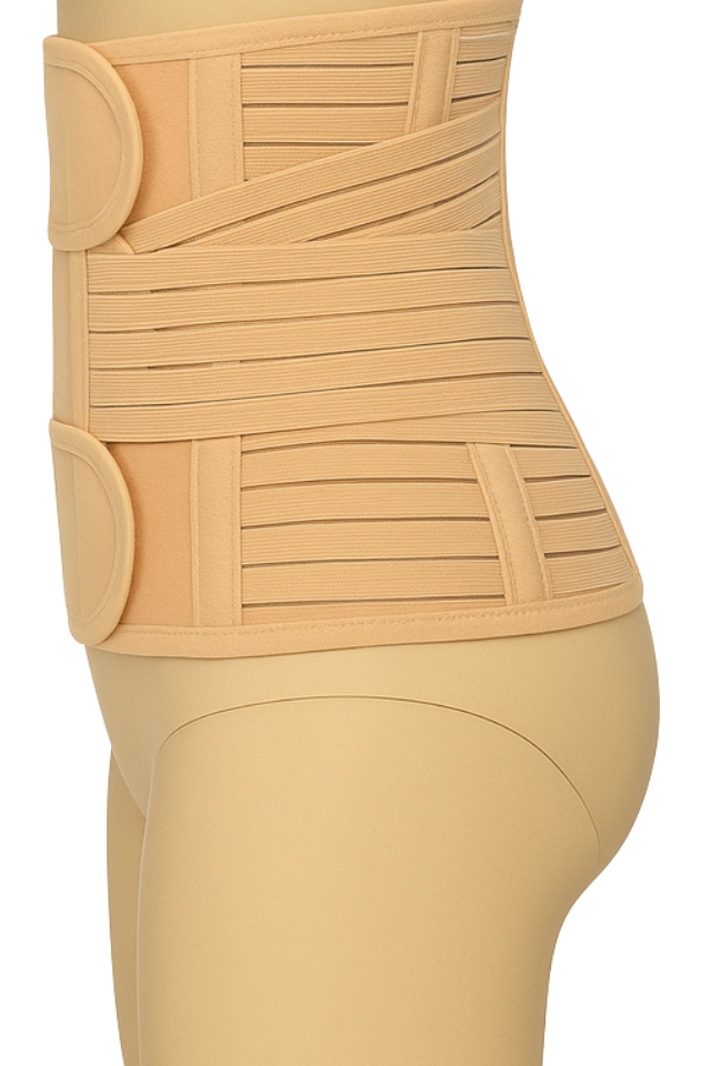 Centura abdominala postnatala compresiva cu prindere velcro, Beige [5]