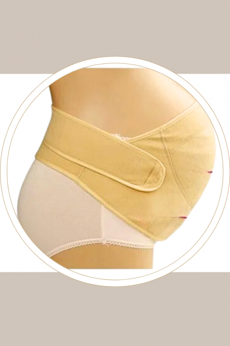Centura reglabila pentru gravide, sustinere abdominala in timpul sarcinii, Beige [6]