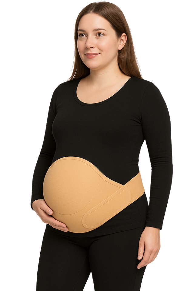 Centura reglabila pentru gravide, sustinere abdominala in timpul sarcinii, Beige [2]