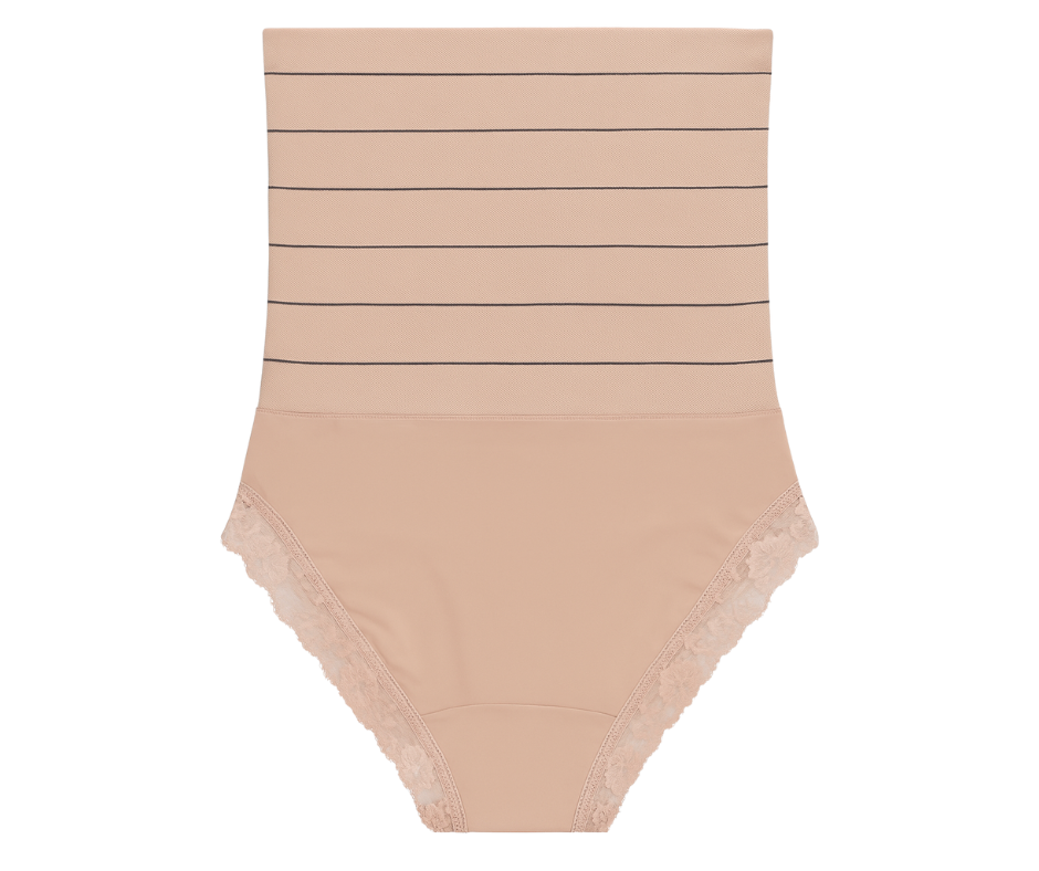 Chilot modelator cu talie inalta si dantela, Velvet Shape, Nude Rose, BebePrice [3]