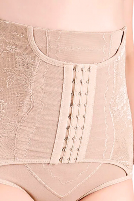 Chilot modelator, tanga cu talie inalta  si corset, prindere mos si baba, dantela, Shapella, Beige, BebePrice [6]