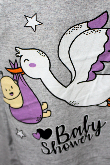 Compleu maternitate, Camasa alaptat + Halat gravide, Baby Shower, Grey-Purple, BebePrice [4]