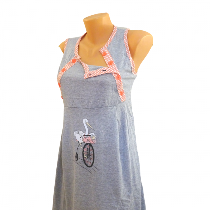 Compleu maternitate, Camasa alaptat + Halat gravide, Grey-Porto, BebePrice - Maneca scurta [4]