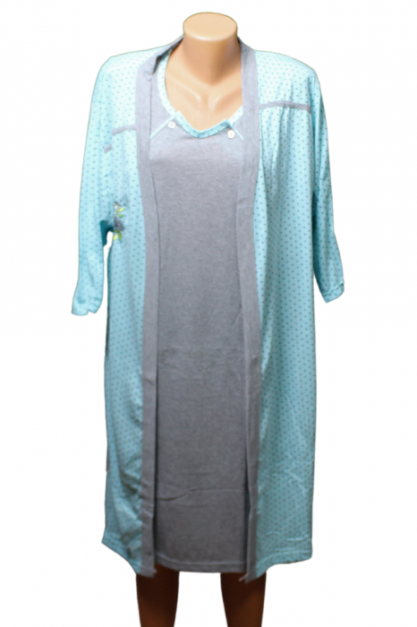 Compleu maternitate, Camasa alaptat + Halat gravide, Hanna, maneca 3/4 ,BebePrice [2]