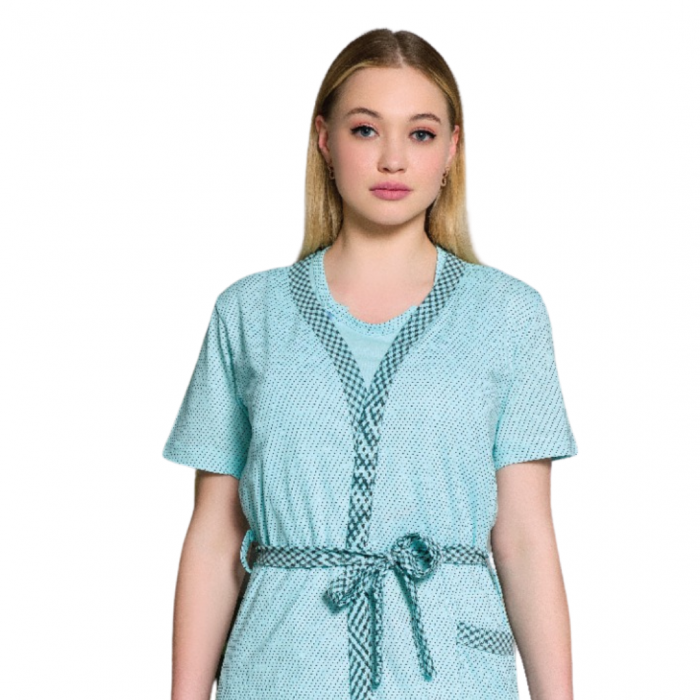 Compleu maternitate, Camasa alaptat + Halat gravide, Caroline Turquoise, Maneca Scurta BBP [4]