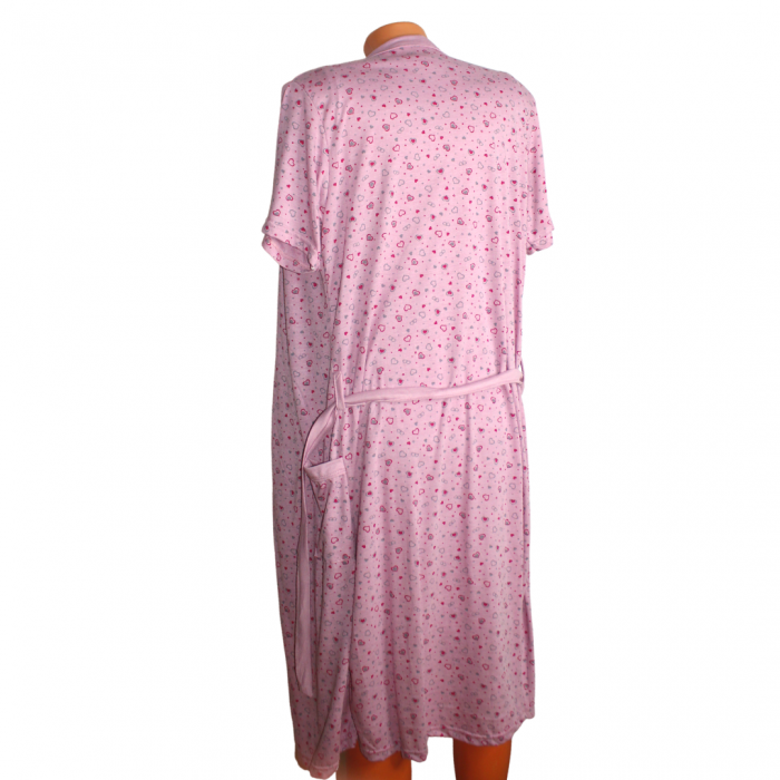 Compleu maternitate, Camasa alaptat + Halat gravide, Pinky Hearts, maneca scurta [6]