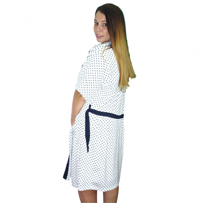 Compleu maternitate, Camasa alaptat + Halat gravide, Maneca Scurta, Flower White BBP [4]