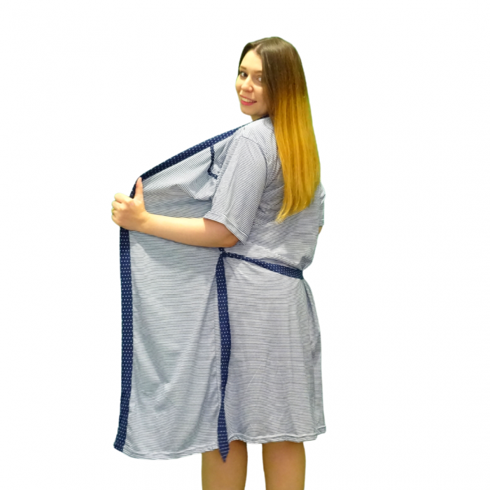 Compleu maternitate, Camasa alaptat + Halat gravide, Maneca lunga, Grey Blue BBP [2]