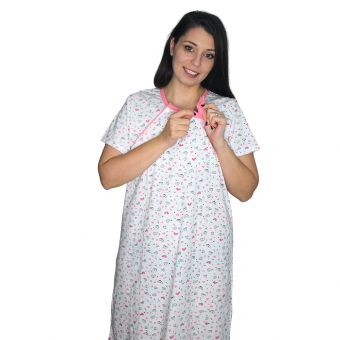 Compleu maternitate, Camasa alaptat + Halat gravide, Joyelle, White, maneca 3/4 [5]