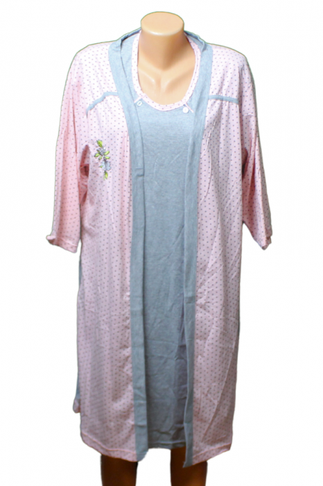 Compleu maternitate, Camasa alaptat + Halat gravide,  Olivia, maneca 3/4, BebePrice [4]