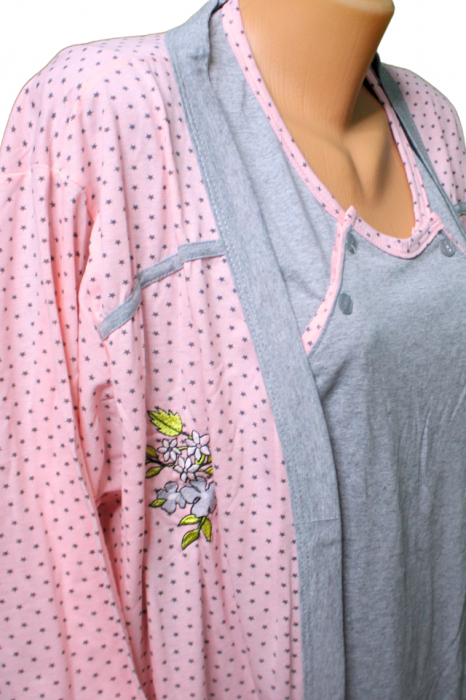 Compleu maternitate, Camasa alaptat + Halat gravide,  Olivia, maneca 3/4, BebePrice [5]