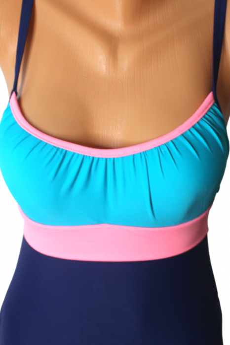 Costum de baie, intreg cu slip modelator, Morris, Green-Pink, BebePrice [3]