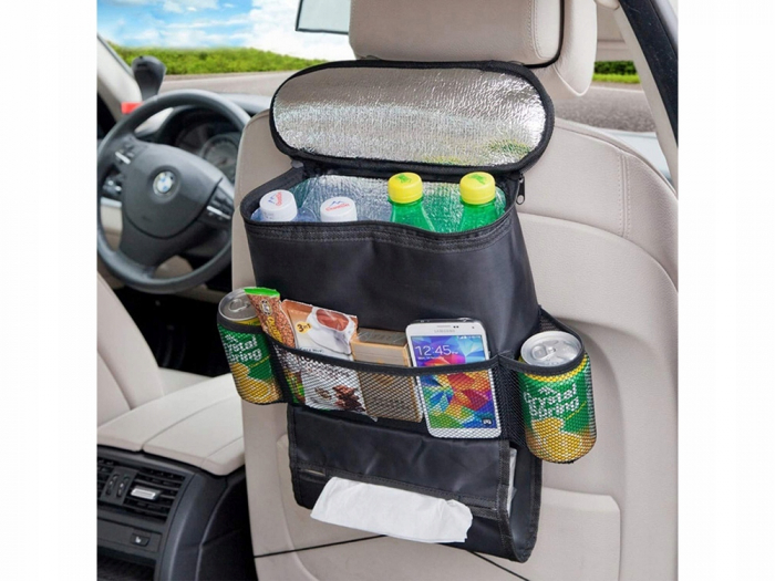 Organizator auto 2 in1, cu geanta termoizolanta, Black, BebePrice [5]