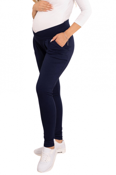 Pantaloni tip colant pentru gravide Ada Belly Confort, Blue Navy Bebeprice [4]