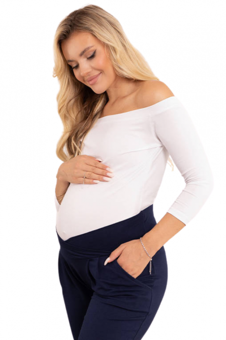 Pantaloni tip colant pentru gravide Ada Belly Confort, Blue Navy Bebeprice [2]