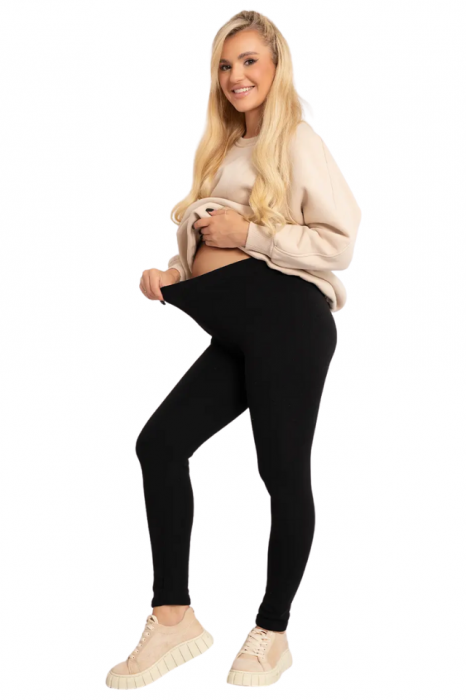 Pantaloni îmblăniți tip colant pentru gravide Belly Confort, Blue Black BebePrice [4]