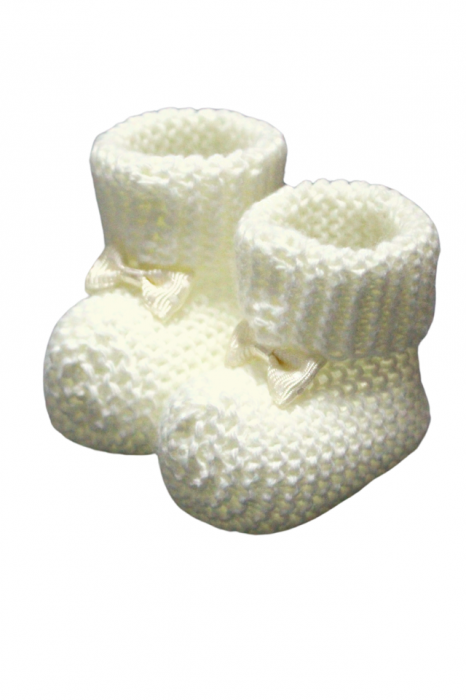 Botosei tricotati, nou nascut, 0-6 luni, Off-White, BebePrice [3]
