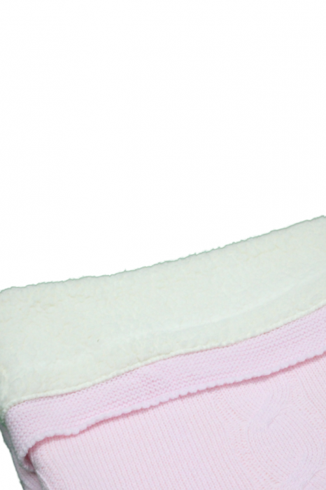 Paturica groasa, tricotata, captusita cu blanita, Cozy, Pink, 90x100 cm, BebePrice [4]