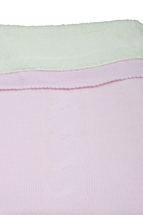 Paturica groasa, tricotata, captusita cu blanita, Cozy, Pink, 90x100 cm, BebePrice [3]