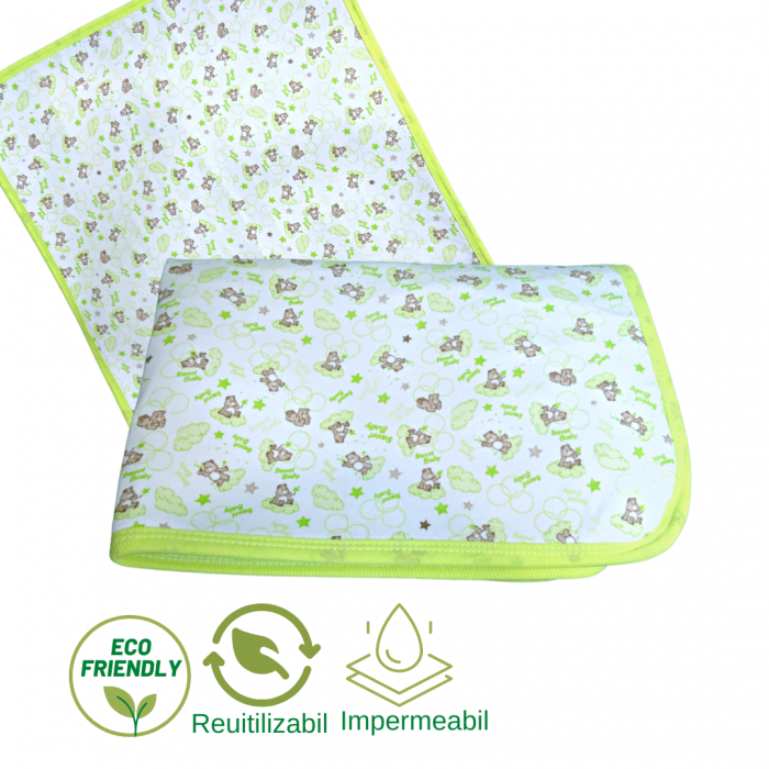 Aleza impermeabila reutilizabila, Baby Bear Green, 70x50 cm [4]