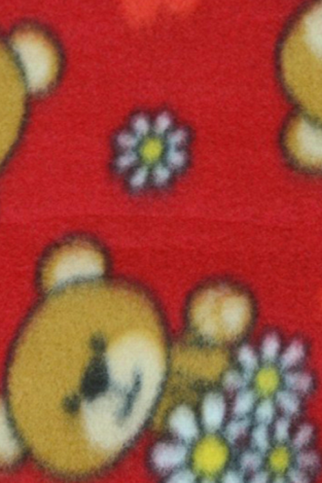Paturica bebe polar fleece, Alena, Flowers and Bears, Red, 75x75 cm,BebePrice [4]