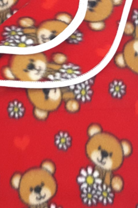 Paturica bebe polar fleece, Alena, Flowers and Bears, Red, 75x75 cm,BebePrice [5]
