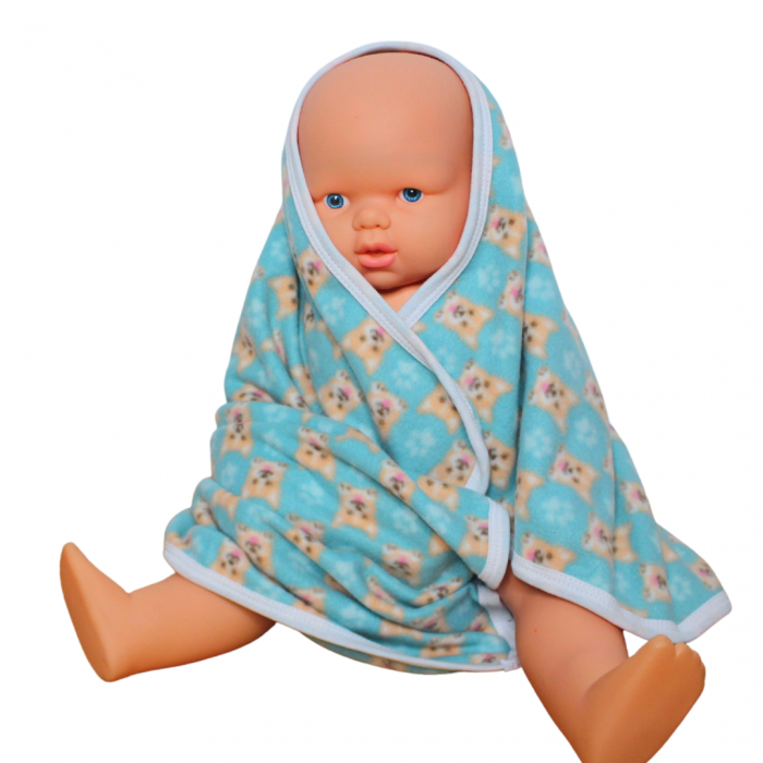 Paturica bebe polar fleece, Alena, Puppies, Turquoise, 80x100 cm [2]