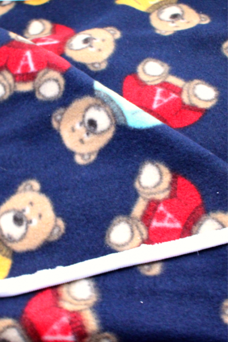 Paturica bebe polar fleece, Bears, Blue Navy, 75x75 cm, BebePrice [5]