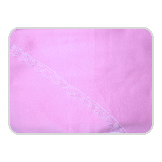 Paturica bebe polar fleece, Alena,cu dantela aplicata, Pink, 75x75 cm [2]