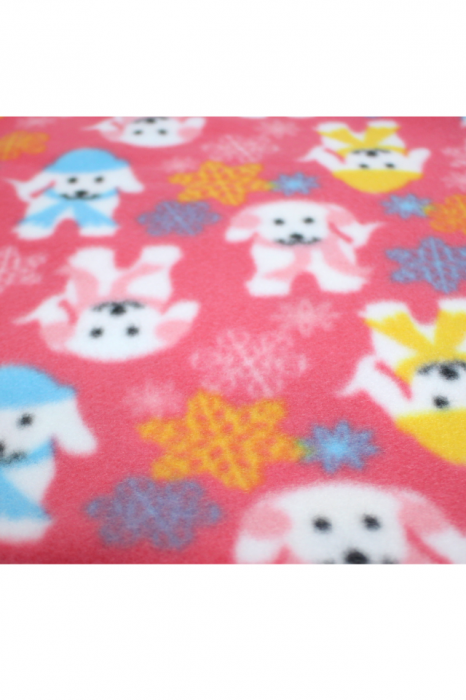Paturica bebe polar fleece, Alena, Happy Puppies, Ciclame, 75x75 cm [2]