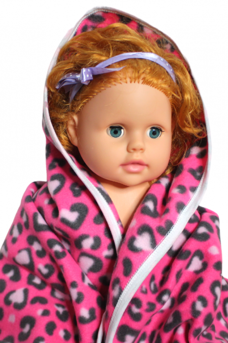 Paturica bebe polar fleece, Alena, Animal print, Ciclame, 80x100 cm [2]