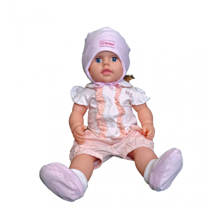 Set Păturica Port Bebe – Căciuliță - Botoșei  din catifea Dusty Pink [3]