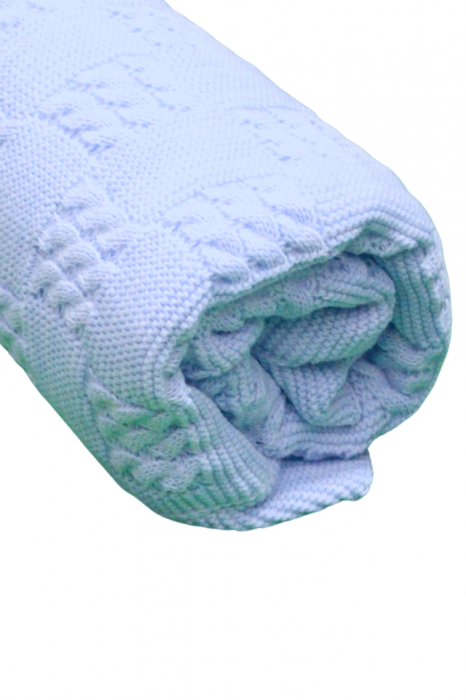 Paturica groasa, tricotata, captusita cu blanita, Cozy, Soft-Blue, 90x100 cm, BebePrice [6]