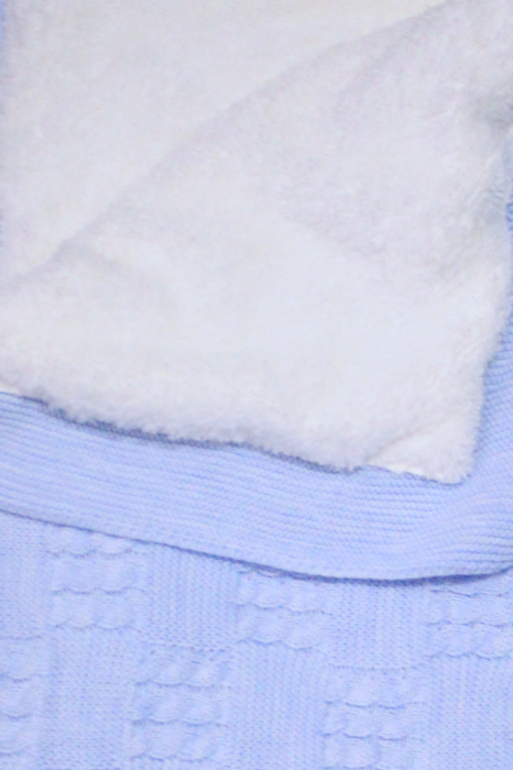Paturica groasa, tricotata, captusita cu blanita, Cozy, Soft-Blue, 90x100 cm, BebePrice [3]