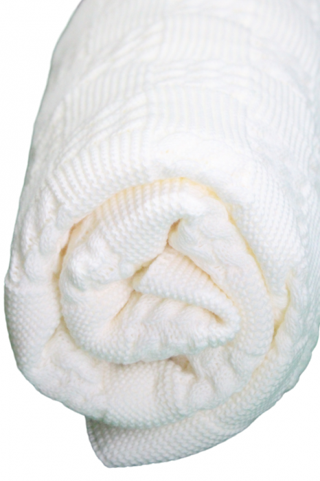 Paturica groasa, tricotata, captusita cu blanita, Cozy, Off-White, 90x100 cm, BebePrice [5]