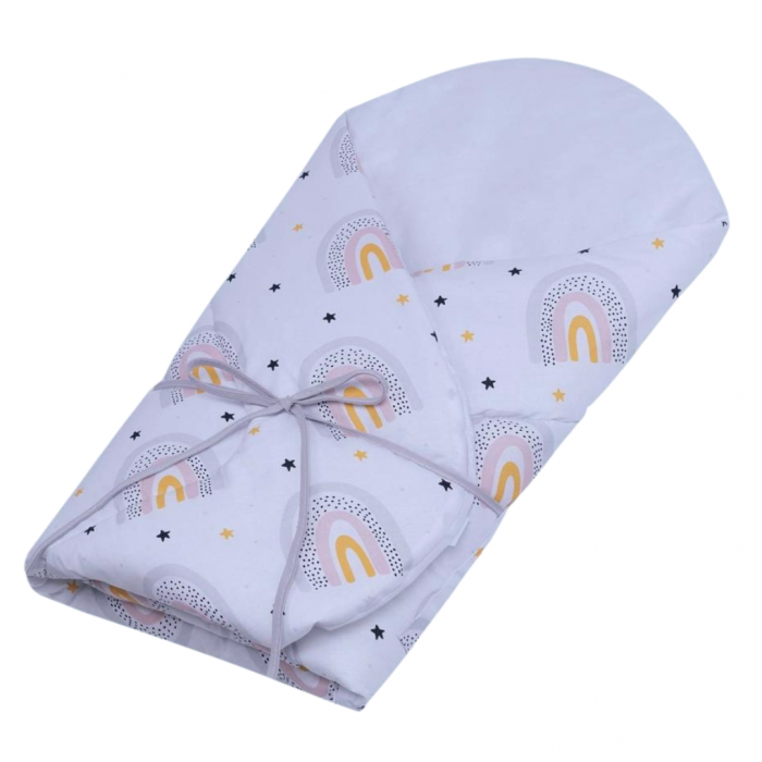 Paturica Wrap Bebe Yellow Rainbow, 75x75 cm , 100% Bumbac [5]