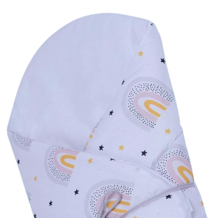 Paturica Wrap Bebe Yellow Rainbow, 75x75 cm , 100% Bumbac [2]