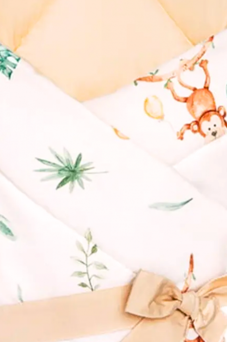 Paturica Wrap Bebe, Jungle, doua fete, Bumbac antialergic, 80x80 cm,BebePrice [3]