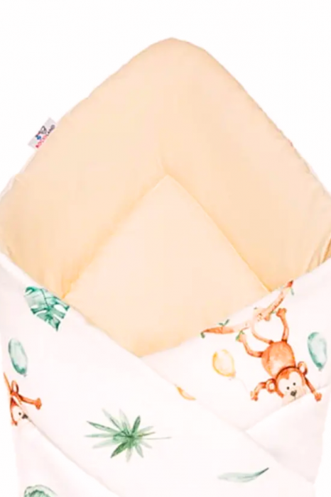 Paturica Wrap Bebe, Jungle, doua fete, Bumbac antialergic, 80x80 cm,BebePrice [2]