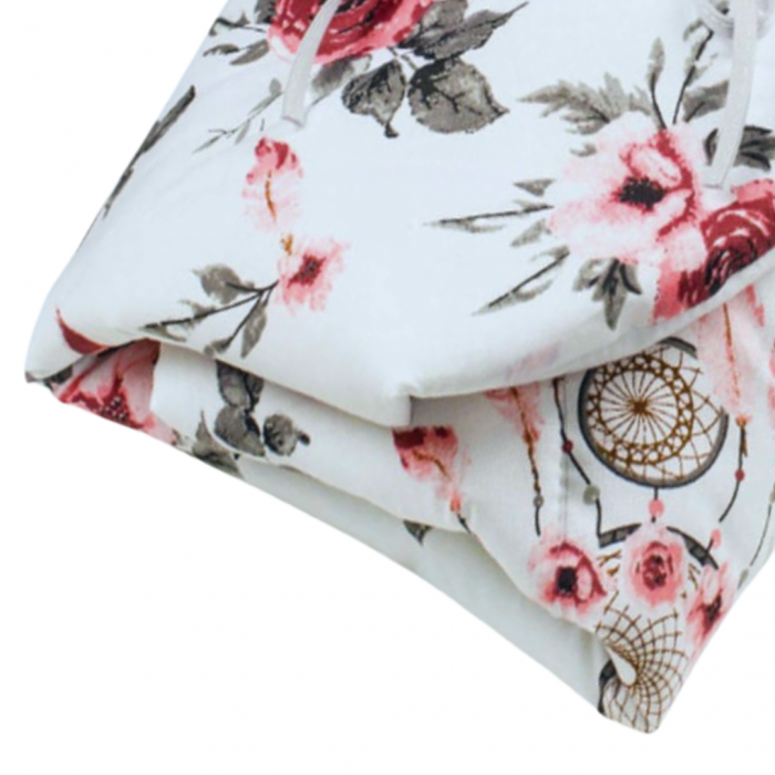 Paturica Wrap Bebe Pure Roses, 75x75 cm, 100% Bumbac [3]