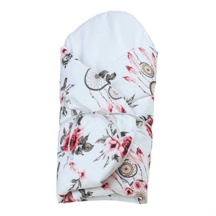 Paturica Wrap Bebe Pure Roses, 75x75 cm, 100% Bumbac [5]