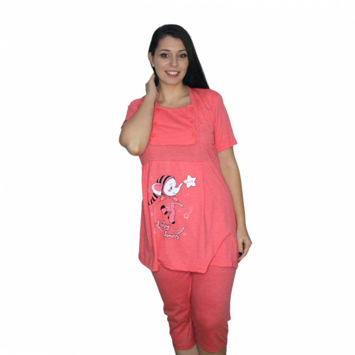 Pijamale pentru alaptare, Little Elf, red, maneca scurta [3]