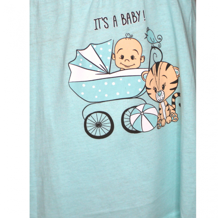 Pijamale pentru alaptare, It's a baby, turquoise, maneca scurta [4]