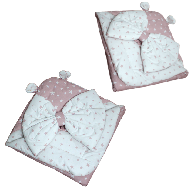 Paturica tip port bebe cu funda, doua fete, Stars, Powder Pink [2]