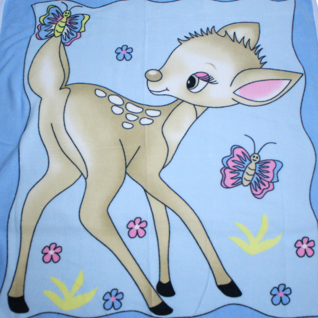 Pled pentru bebelusi si copii, polar/fleece, Bambi, Blue [3]