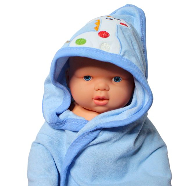 Prosop de baie cu gluga din bumbac , Giraffe, Blue [2]