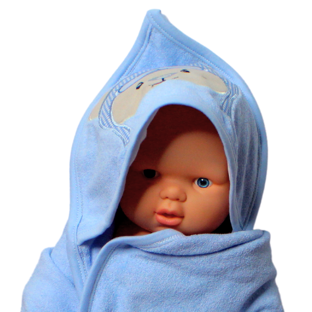 Prosop de baie cu gluga din bumbac , Funny animals, Flying Bear, Blue [2]