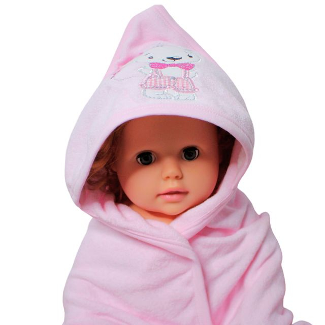 Prosop de baie cu gluga din bumbac , Funny animals, Little Mouse, Pink [2]