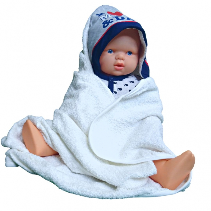 Prosop de baie cu gluga din bumbac Love mom & dad, baietel [5]